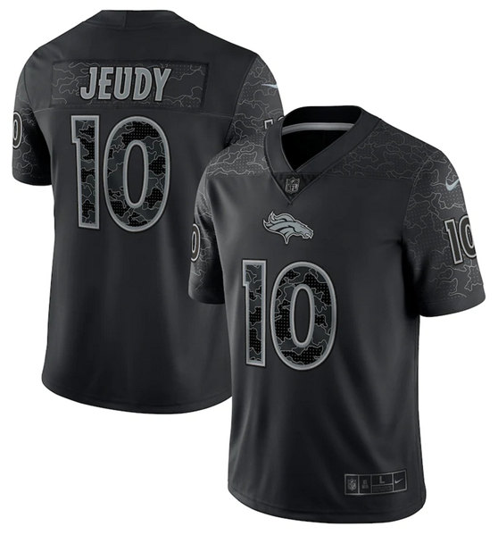 Men's Denver Broncos #10 Jerry Jeudy Black Reflective Limited Stitched Football Jersey Men's Denver Broncos #10 Jerry Jeudy Black Reflective Limited Stitched Football Jersey